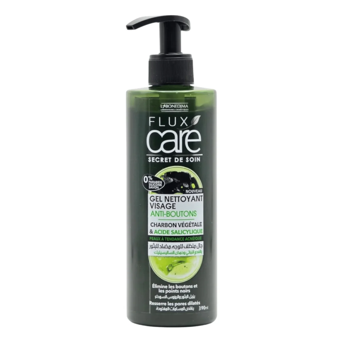 FluxCare Gel Nettoyant Charbon Végétarien 390ml