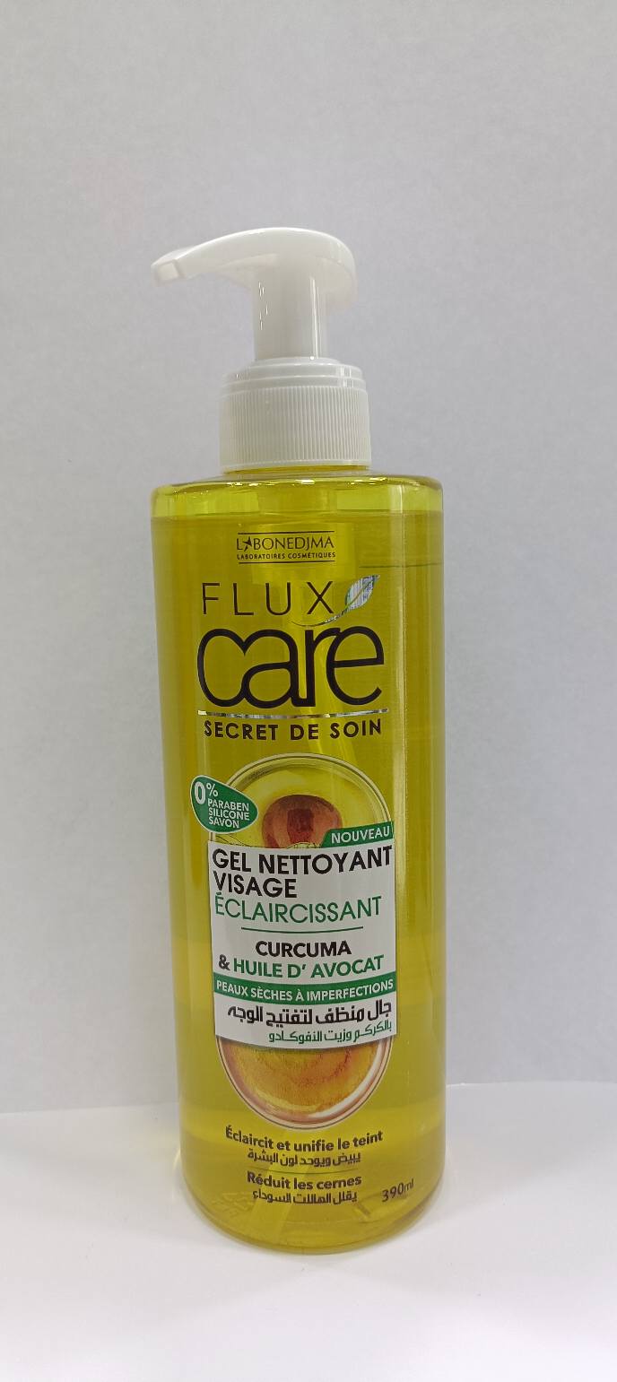 FLUX CARE GEL NETTOYANT VISAGE ÉCLAIRCISSANT CURCUMA ET GUILE D'AVOCAT